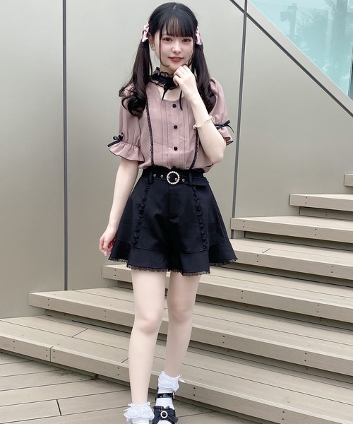 ROJITA（ロジータ）の「デコルテ開きフリルリボンブラウス（シャツ/ブラウス・レディース・ホワイト/ブラック/ピンク・FREE）」の9枚目の写真