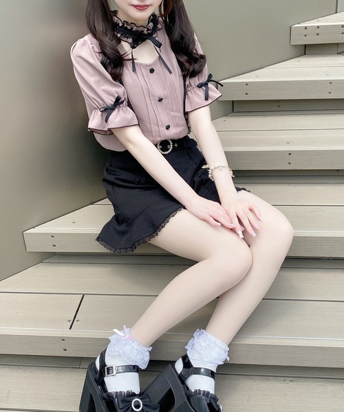 ROJITA（ロジータ）の「デコルテ開きフリルリボンブラウス（シャツ/ブラウス・レディース・ホワイト/ブラック/ピンク・FREE）」の12枚目の写真