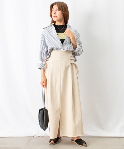 LUCA/LADY LUCK LUCA（ルカ/レディラックルカ）の「LC/LLL デニムサイドベルトスカート（デニムスカート・レディース・インディゴブルー/ライトベージュ・FREE）」の6枚目の写真