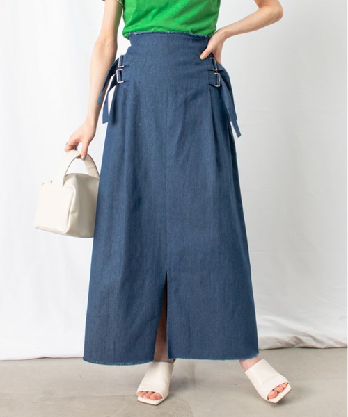 LUCA/LADY LUCK LUCA（ルカ/レディラックルカ）の「LC/LLL デニムサイドベルトスカート（デニムスカート・レディース・インディゴブルー/ライトベージュ・FREE）」の11枚目の写真