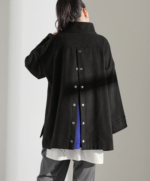 osharewalker（オシャレウォーカー）の「【廃盤】『スタンドカラー配色メルトンコート』（その他アウター・レディース・ブラック・FREE）」の10枚目の写真