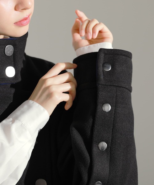osharewalker（オシャレウォーカー）の「【廃盤】『スタンドカラー配色メルトンコート』（その他アウター・レディース・ブラック・FREE）」の16枚目の写真