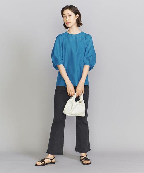 美品 22SS BEAUTY&YOUTH ビューティーアンドユース ユナイテッドアローズ シアーボリュームスリーブ ブラウス ネイビー レディース 古着 中古 美品 22SS BEAUTY&YOUTH ビューティーアンドユース ユナイテッド