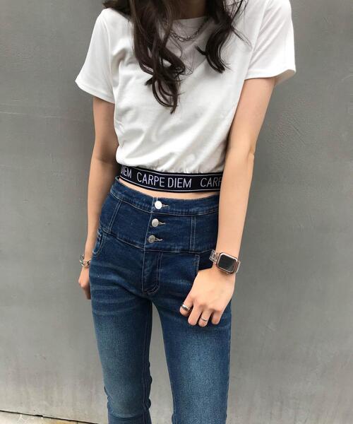 INGNI(イング)の「裾ゴムロゴTシャツ(Tシャツ/カットソー・レディース・グリーン/オフホワイト/ブラック・M)」の8枚目の写真