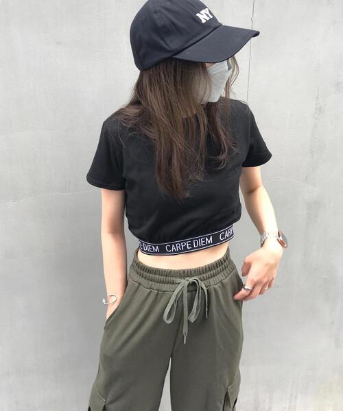 INGNI(イング)の「裾ゴムロゴTシャツ(Tシャツ/カットソー・レディース・グリーン/オフホワイト/ブラック・M)」の9枚目の写真