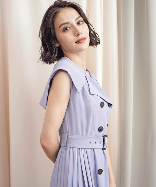 NOELA(ノエラ)の「サイドプリーツトレンチ風ワンピ(ワンピース・レディース・ベージュ/サックスブルー/その他1・S/M)」の7枚目の写真