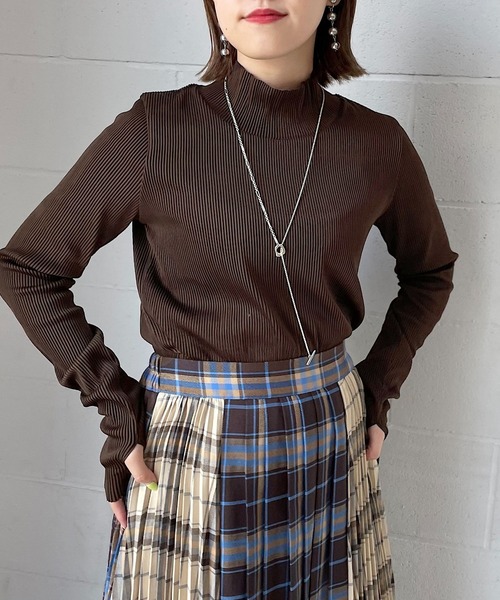 PAGEBOY(ページボーイ)の「リップルプリーツテレコタートル(Tシャツ/カットソー・レディース・オレンジ/ブルー系その他/ダークブラウン/ブラック/オフホワイト/ミント・FREE)」の1枚目の写真