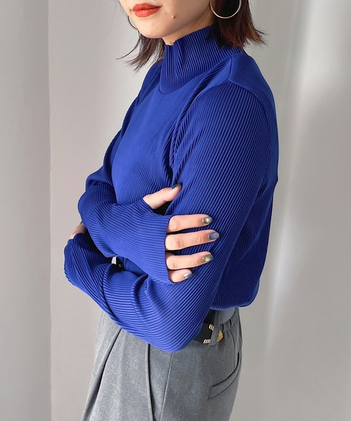 PAGEBOY(ページボーイ)の「リップルプリーツテレコタートル(Tシャツ/カットソー・レディース・オレンジ/ブルー系その他/ダークブラウン/ブラック/オフホワイト/ミント・FREE)」の5枚目の写真