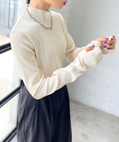 PAGEBOY(ページボーイ)の「リップルプリーツテレコタートル(Tシャツ/カットソー・レディース・オレンジ/ブルー系その他/ダークブラウン/ブラック/オフホワイト/ミント・FREE)」の8枚目の写真