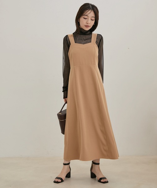 VIS（ビス）の「【洗える・EASY CARE】【セットアップ対応】チェック＆無地ジャンパースカート（ジャンパースカート・レディース・グレー系その他/キャメル・FREE）」の6枚目の写真