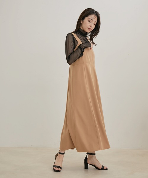 VIS（ビス）の「【洗える・EASY CARE】【セットアップ対応】チェック＆無地ジャンパースカート（ジャンパースカート・レディース・グレー系その他/キャメル・FREE）」の9枚目の写真
