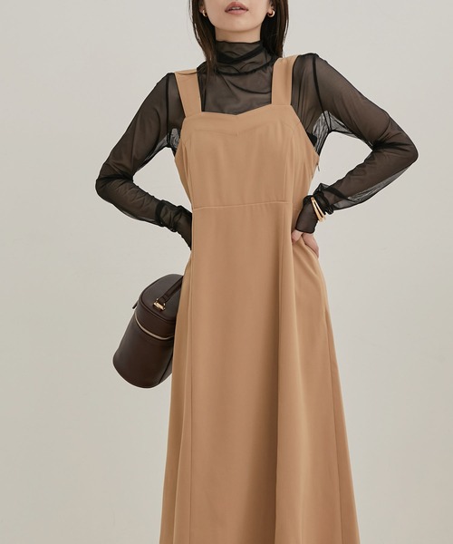 VIS（ビス）の「【洗える・EASY CARE】【セットアップ対応】チェック＆無地ジャンパースカート（ジャンパースカート・レディース・グレー系その他/キャメル・FREE）」の16枚目の写真