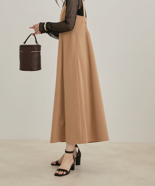 VIS（ビス）の「【洗える・EASY CARE】【セットアップ対応】チェック＆無地ジャンパースカート（ジャンパースカート・レディース・グレー系その他/キャメル・FREE）」の3枚目の写真