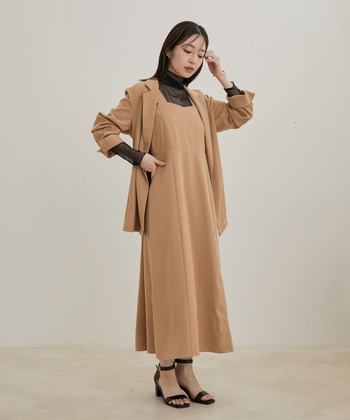 VIS（ビス）の「【洗える・EASY CARE】【セットアップ対応】チェック＆無地ジャンパースカート（ジャンパースカート・レディース・グレー系その他/キャメル・FREE）」の12枚目の写真