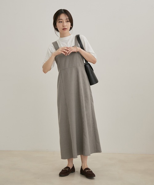VIS（ビス）の「【洗える・EASY CARE】【セットアップ対応】チェック＆無地ジャンパースカート（ジャンパースカート・レディース・グレー系その他/キャメル・FREE）」の21枚目の写真