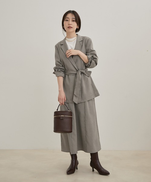 VIS（ビス）の「【洗える・EASY CARE】【セットアップ対応】チェック＆無地ジャンパースカート（ジャンパースカート・レディース・グレー系その他/キャメル・FREE）」の14枚目の写真