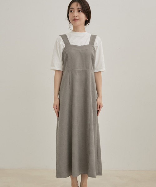 VIS（ビス）の「【洗える・EASY CARE】【セットアップ対応】チェック＆無地ジャンパースカート（ジャンパースカート・レディース・グレー系その他/キャメル・FREE）」の10枚目の写真