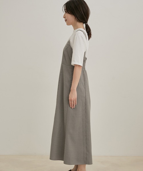VIS（ビス）の「【洗える・EASY CARE】【セットアップ対応】チェック＆無地ジャンパースカート（ジャンパースカート・レディース・グレー系その他/キャメル・FREE）」の17枚目の写真