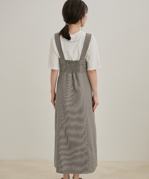 VIS（ビス）の「【洗える・EASY CARE】【セットアップ対応】チェック＆無地ジャンパースカート（ジャンパースカート・レディース・グレー系その他/キャメル・FREE）」の4枚目の写真