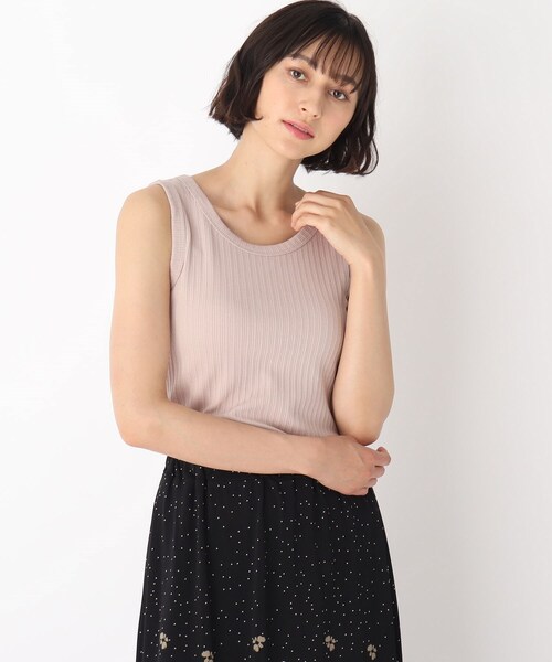 LAURA ASHLEY(ローラアシュレイ)の「【洗える】飾り編みリブジャージータンクトップ(タンクトップ・レディース・アイボリー/ライトグレー/ブラック/ベビーピンク/ネイビー・38/40)」の5枚目の写真