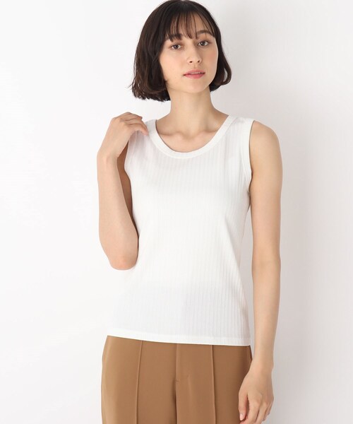 LAURA ASHLEY(ローラアシュレイ)の「【洗える】飾り編みリブジャージータンクトップ(タンクトップ・レディース・アイボリー/ライトグレー/ブラック/ベビーピンク/ネイビー・38/40)」の2枚目の写真