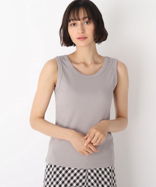 LAURA ASHLEY(ローラアシュレイ)の「【洗える】飾り編みリブジャージータンクトップ(タンクトップ・レディース・アイボリー/ライトグレー/ブラック/ベビーピンク/ネイビー・38/40)」の3枚目の写真