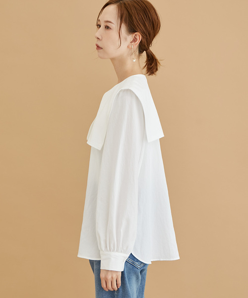 美品 lohen ローヘン ケープブラウス ビックカラー セーラーカラー 白 ROPE' PICNIC（ロペピクニック）の「リンクコーデ/セーラーカラー