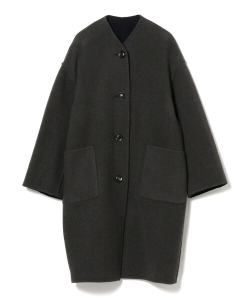 LE GLAZIK　リバーシブルコート LE GLAZIK/ル グラジック] リバーシブル ノーカラーウールコート