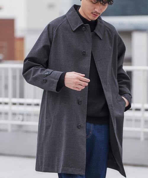 coen（コーエン）の「チェックバルマカーンコート（ステンカラーコート