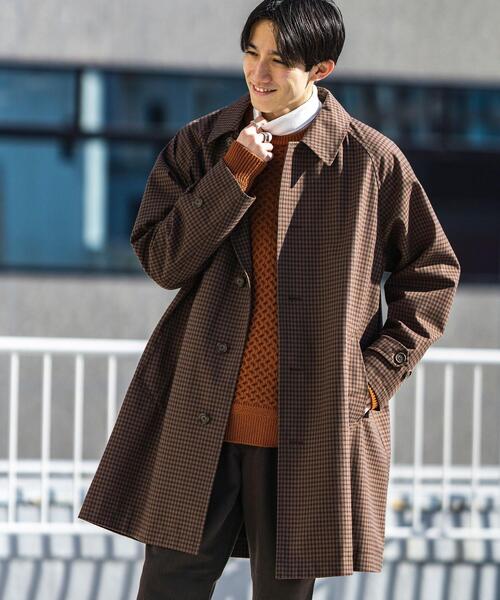 coen（コーエン）の「チェックバルマカーンコート（ステンカラーコート