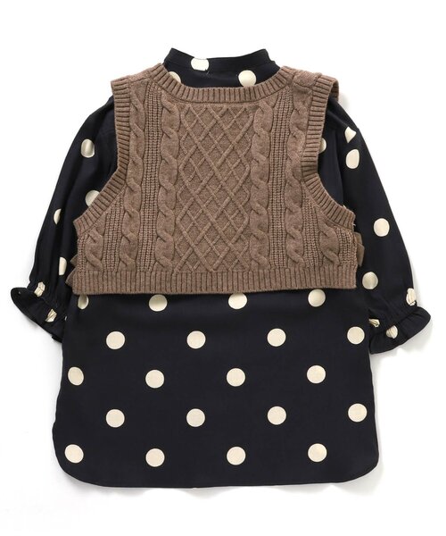 BREEZE（ブリーズ）の「【洗濯機でお洗濯OK】ニットビスチェセットワンピース_ウォッシャブル（ワンピース・キッズ・アイボリー/チャコール・130/80/140/100/120/90/110）」の3枚目の写真