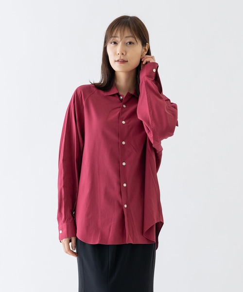 BRICK & SONS（ブリックアンドサンズ）の「コットンレーヨン リラックスラグランスリーブシャツ＜レッド＞（シャツ/ブラウス・メンズ・レッド・LL/S/M/L）」の6枚目の写真