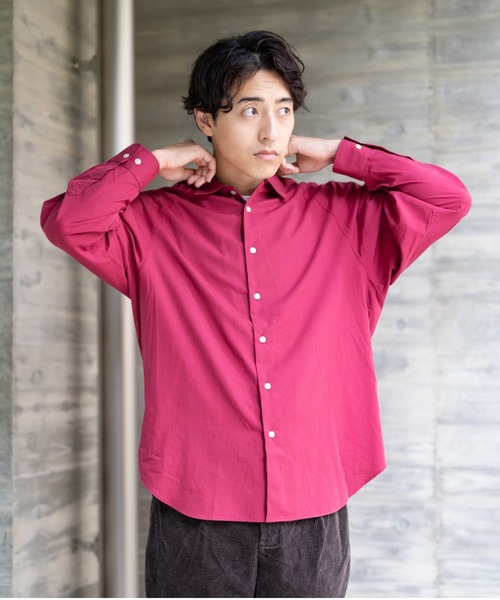 BRICK & SONS（ブリックアンドサンズ）の「コットンレーヨン リラックスラグランスリーブシャツ＜レッド＞（シャツ/ブラウス・メンズ・レッド・LL/S/M/L）」の18枚目の写真