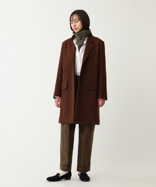 MARGARET HOWELL（マーガレットハウエル）の「BRITISH WOOL TWEED（チェスターコート・レディース・ブラウン・1/2）」の2枚目の写真