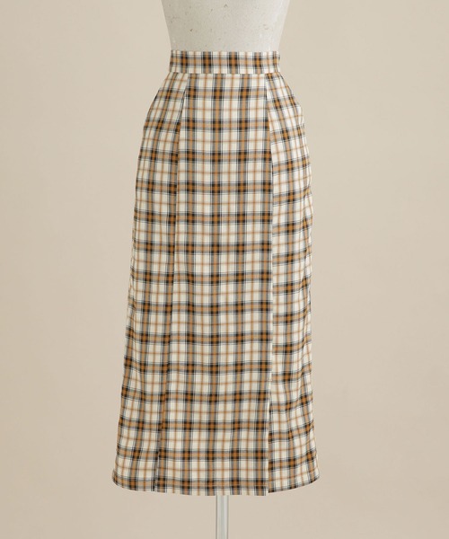 NANO universe（ナノユニバース）の「LB.04/ストレートシルエットチェック柄スカート（スカート・レディース・グリーン/オレンジ/キャメル・FREE）」の9枚目の写真