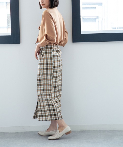 NANO universe（ナノユニバース）の「LB.04/ストレートシルエットチェック柄スカート（スカート・レディース・グリーン/オレンジ/キャメル・FREE）」の21枚目の写真