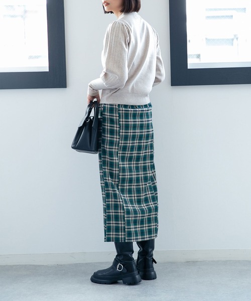NANO universe（ナノユニバース）の「LB.04/ストレートシルエットチェック柄スカート（スカート・レディース・グリーン/オレンジ/キャメル・FREE）」の12枚目の写真