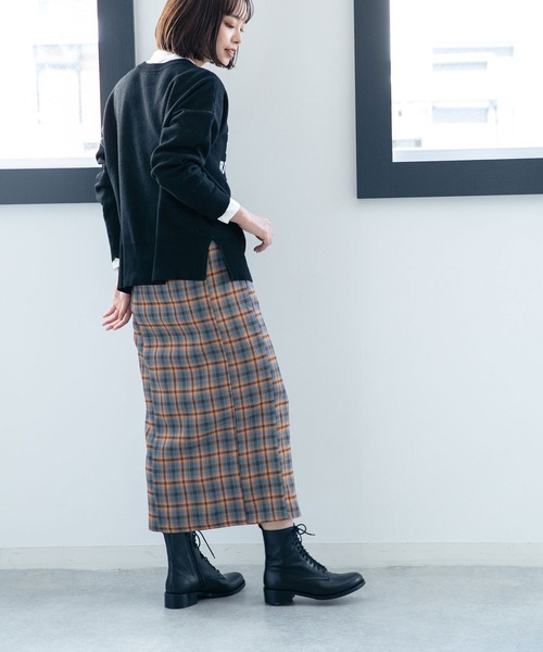 NANO universe（ナノユニバース）の「LB.04/ストレートシルエットチェック柄スカート（スカート・レディース・グリーン/オレンジ/キャメル・FREE）」の22枚目の写真