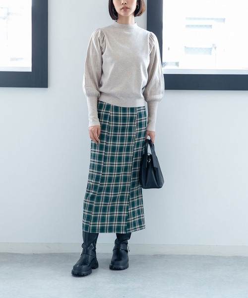 NANO universe（ナノユニバース）の「LB.04/ストレートシルエットチェック柄スカート（スカート・レディース・グリーン/オレンジ/キャメル・FREE）」の16枚目の写真