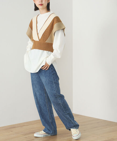 BEAMS HEART（ビームスハート）の「BEAMS HEART / カットソー ベスト セット【セットアイテム】（ニット/セーター・レディース・ブラック/グリーン/ブラウン系その他3・FREE）」の4枚目の写真