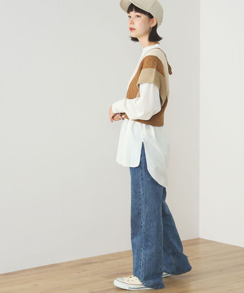 BEAMS HEART（ビームスハート）の「BEAMS HEART / カットソー ベスト セット【セットアイテム】（ニット/セーター・レディース・ブラック/グリーン/ブラウン系その他3・FREE）」の8枚目の写真