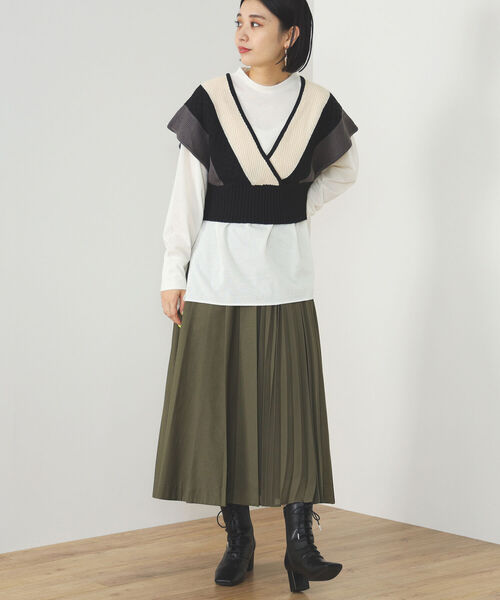 BEAMS HEART（ビームスハート）の「BEAMS HEART / カットソー ベスト セット【セットアイテム】（ニット/セーター・レディース・ブラック/グリーン/ブラウン系その他3・FREE）」の18枚目の写真