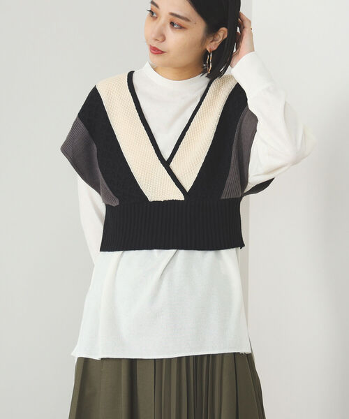 BEAMS HEART（ビームスハート）の「BEAMS HEART / カットソー ベスト セット【セットアイテム】（ニット/セーター・レディース・ブラック/グリーン/ブラウン系その他3・FREE）」の15枚目の写真