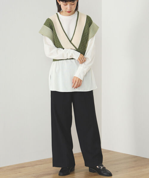 BEAMS HEART（ビームスハート）の「BEAMS HEART / カットソー ベスト セット【セットアイテム】（ニット/セーター・レディース・ブラック/グリーン/ブラウン系その他3・FREE）」の5枚目の写真
