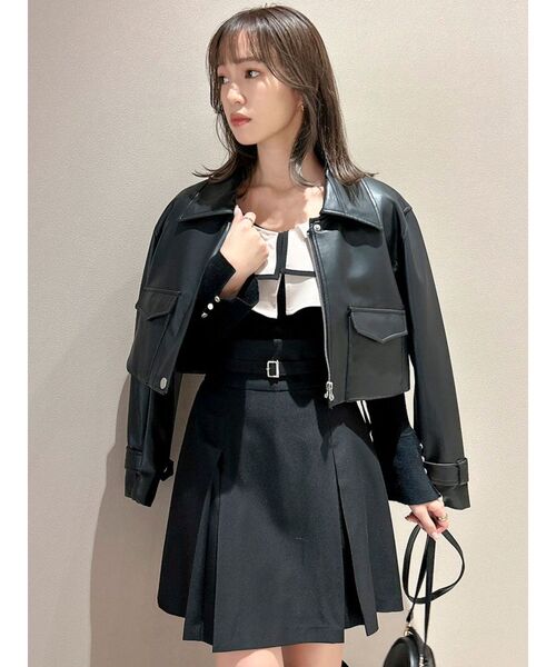 dazzlin（ダズリン）の「ボックスプリーツベルトミニスカートⅡ（スカート・レディース・グレー/ブラック・SMALL/MEDIUM）」の7枚目の写真