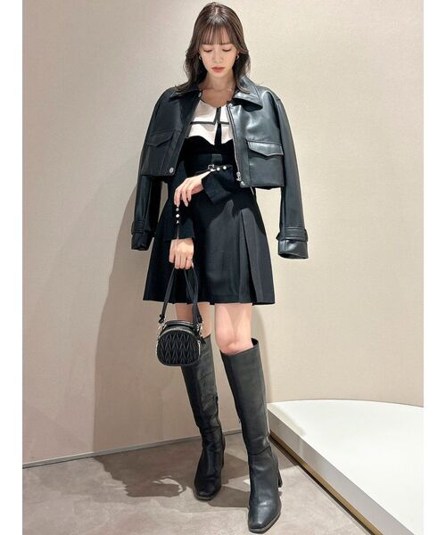 dazzlin（ダズリン）の「ボックスプリーツベルトミニスカートⅡ（スカート・レディース・グレー/ブラック・SMALL/MEDIUM）」の8枚目の写真