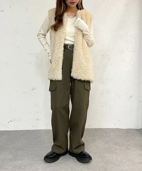apres jour mignon(アプレジュールミニョン)の「フィンガーホールリブトップス【ZOZOTOWN限定アイテム】(Tシャツ/カットソー・レディース・アイボリー/その他/ブラック・フリー/X-LARGE)」の8枚目の写真