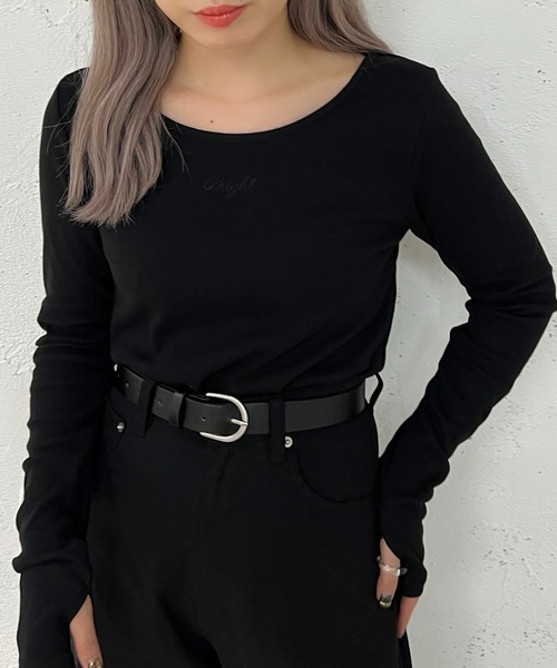 apres jour mignon(アプレジュールミニョン)の「フィンガーホールリブトップス【ZOZOTOWN限定アイテム】(Tシャツ/カットソー・レディース・アイボリー/その他/ブラック・フリー/X-LARGE)」の11枚目の写真