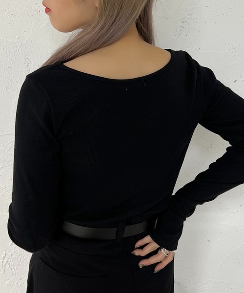 apres jour mignon(アプレジュールミニョン)の「フィンガーホールリブトップス【ZOZOTOWN限定アイテム】(Tシャツ/カットソー・レディース・アイボリー/その他/ブラック・フリー/X-LARGE)」の12枚目の写真