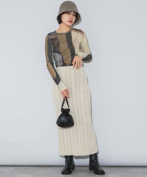 mebole(メボレ)の「ニュアンスプリントトップス(Tシャツ/カットソー・レディース・ブラウン・FREE)」の20枚目の写真